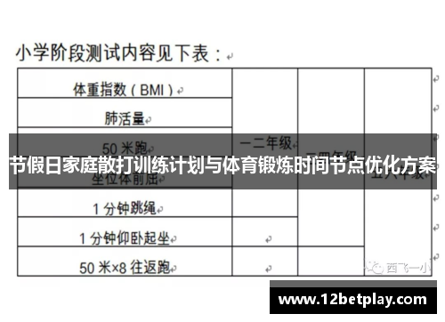 节假日家庭散打训练计划与体育锻炼时间节点优化方案